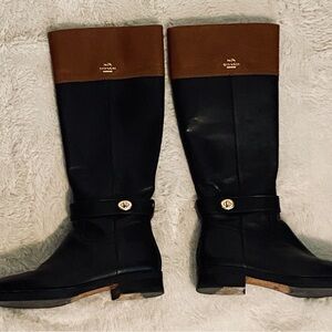 Coach Eva Riding Boot: Black and Brown Heeled Boots